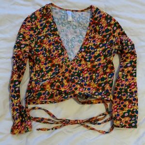 American Apparel Psychedelic Wrap Crop Top